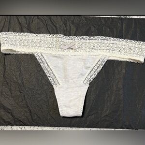 RARE Victoria’s Secret POUT Gray Picot Lace Ruched Thong Panties VS Small S y2k
